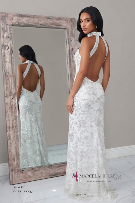 Modern Lace Wedding Dress with Open Back and Halter Straps