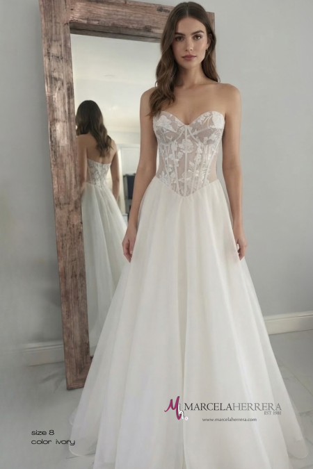 Romantic Lace Bodice A-Line Wedding Dress