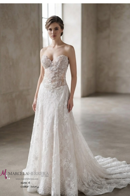 Strapless Lace Mermaid Wedding Dress with Chapel Train