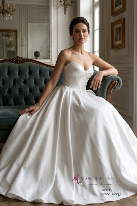 Minimalist Satin Ball Gown Wedding Dress | Marcela Herrera