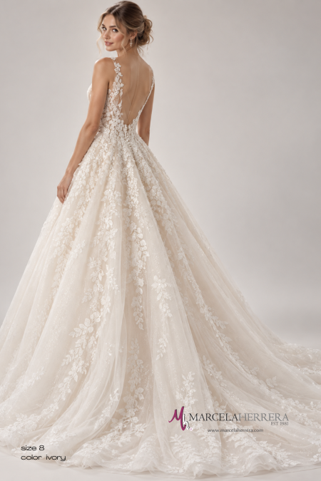 Lace Bridal Ball Gown with Long Train | Marcela Herrera